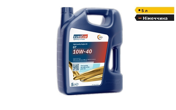 Моторна олива EUROLUB GT SAE 10W/40 синтетична | 5л Дніпро - зображення 1