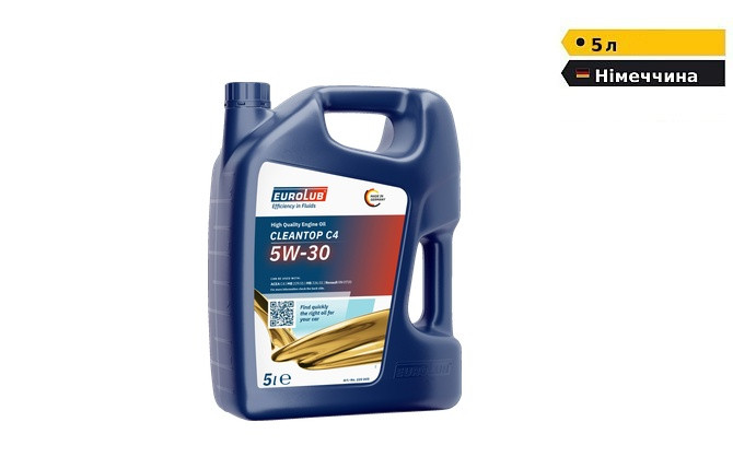 Моторна олива EUROLUB CLEANTOP C4 SAE 5W/30 синтетична | 5л Дніпро - зображення 1